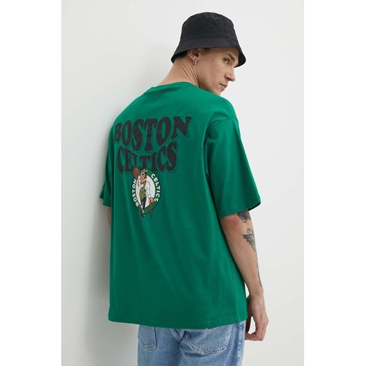 New Era t-shirt bawełniany męski kolor zielony z nadrukiem BOSTON CELTICS ze sklepu ANSWEAR.com w kategorii T-shirty męskie - zdjęcie 171395418