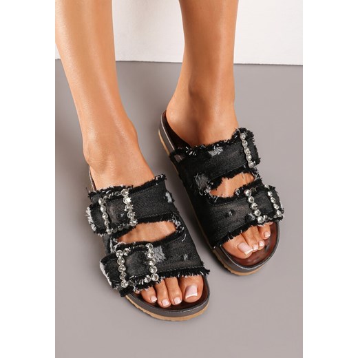 Born2be klapki damskie czarne bez zapięcia letnie 