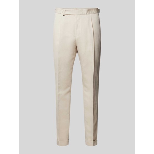 Spodnie lniane o kroju slim fit w kant model ‘Perin’ ze sklepu Peek&Cloppenburg  w kategorii Spodnie męskie - zdjęcie 171397025