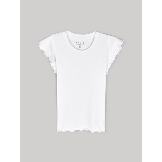 GATE Elastyczny T-shirt z falbankami 34 ze sklepu gateshop w kategorii Bluzki damskie - zdjęcie 171398489