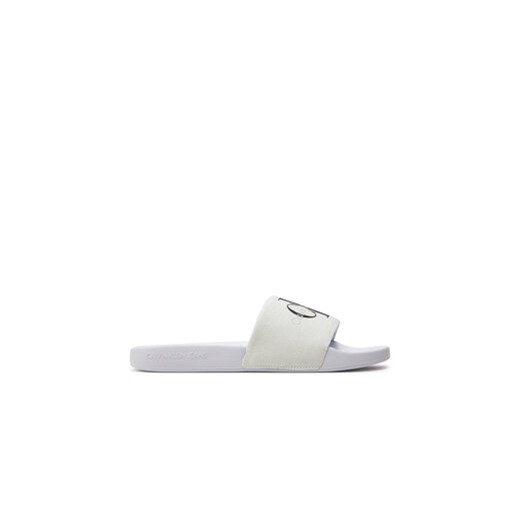 Calvin Klein Jeans Klapki Slide Monogram Co YW0YW00103 Biały ze sklepu MODIVO w kategorii Klapki damskie - zdjęcie 171400509