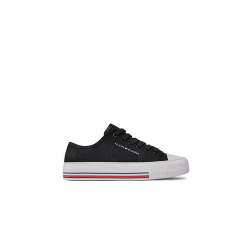 Tommy Hilfiger Trampki Low Cut Lace-Up Sneaker T3A9-33185-1687 S Czarny ze sklepu MODIVO w kategorii Trampki dziecięce - zdjęcie 171401457