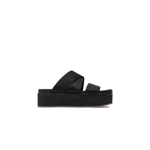 Calvin Klein Jeans Klapki Flatform Sandal Webbing In Mr YW0YW01361 Czarny ze sklepu MODIVO w kategorii Klapki damskie - zdjęcie 171401519