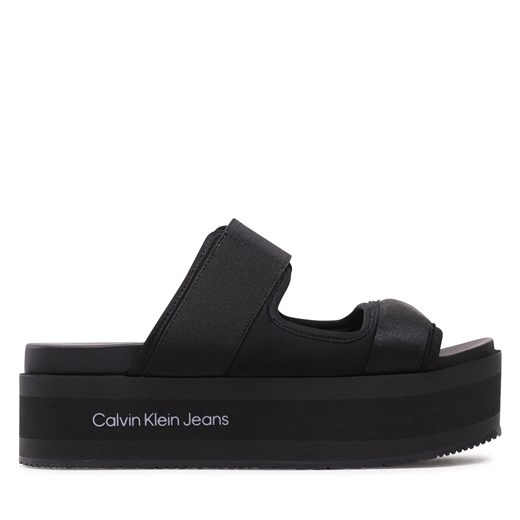 Klapki Calvin Klein Jeans Flatporm Sandal Webb YW0YW01074 Black/Lavender Aura 41 eobuwie.pl