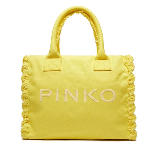Torebka Pinko Beach Shopping PE 24 PLTT 100782 A1WQ Giallo Sol H85Q ze sklepu eobuwie.pl w kategorii Torby Shopper bag - zdjęcie 171402245