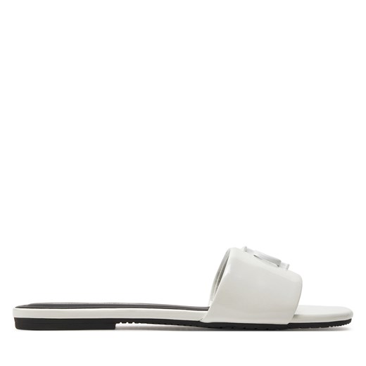 Klapki Calvin Klein Jeans Flat Sandal Slide Mg Met YW0YW01348 Bright White YBR ze sklepu eobuwie.pl w kategorii Klapki damskie - zdjęcie 171403325