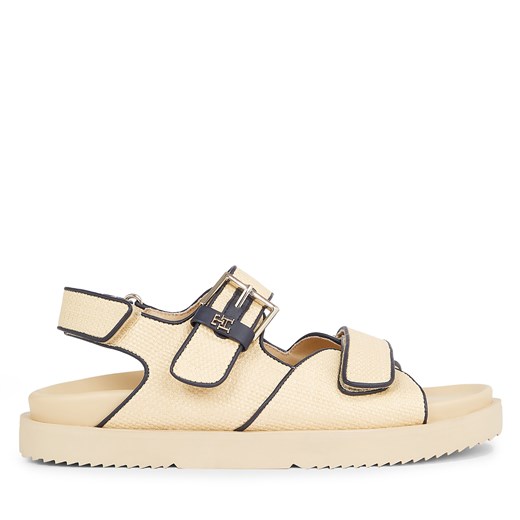 Sandały Tommy Hilfiger Rafia Sporty Sandal FW0FW07896 Beżowy ze sklepu eobuwie.pl w kategorii Sandały damskie - zdjęcie 171403419