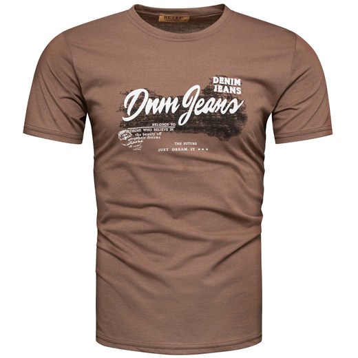 Koszulka męska t-shirt z nadrukiem brązowy Recea ze sklepu Recea.pl w kategorii T-shirty męskie - zdjęcie 171404348
