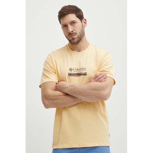 Columbia t-shirt bawełniany Explorers Canyon kolor żółty wzorzysty 2036451 ze sklepu ANSWEAR.com w kategorii T-shirty męskie - zdjęcie 171404679