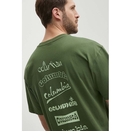 Columbia t-shirt Burnt Lake męski kolor zielony z nadrukiem 2071711 ze sklepu ANSWEAR.com w kategorii T-shirty męskie - zdjęcie 171404727