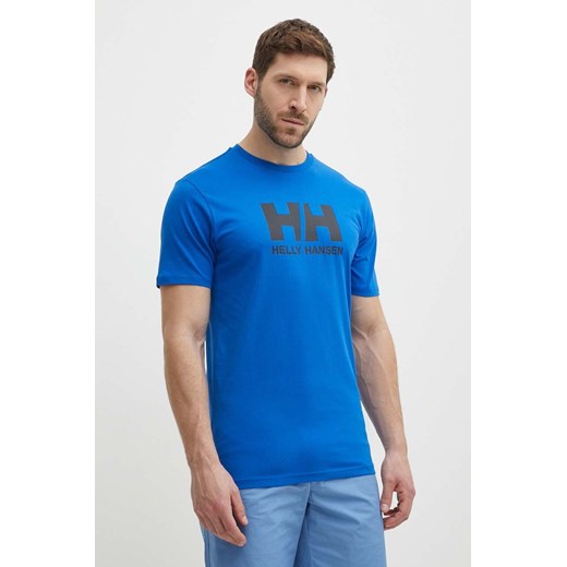 Helly Hansen t-shirt bawełniany męski kolor niebieski z aplikacją ze sklepu ANSWEAR.com w kategorii T-shirty męskie - zdjęcie 171404926