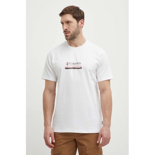 Columbia t-shirt bawełniany Explorers Canyon kolor biały wzorzysty 2036451 ze sklepu ANSWEAR.com w kategorii T-shirty męskie - zdjęcie 171404956