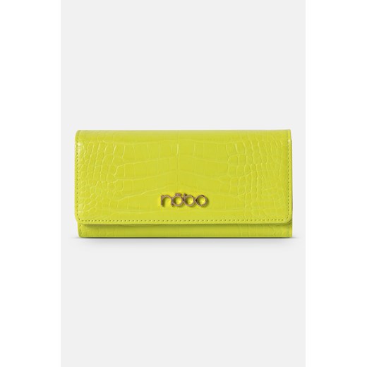 Duży portfel Nobo z klapką croco limonkowy Nobo One size okazja NOBOBAGS.COM