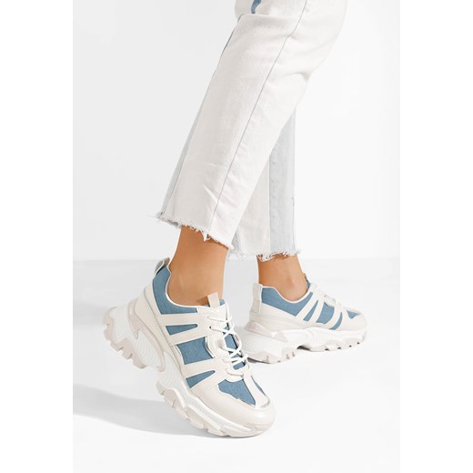 Niebieskie sneakersy damskie na koturnie Alonna ze sklepu Zapatos w kategorii Buty sportowe damskie - zdjęcie 171406609