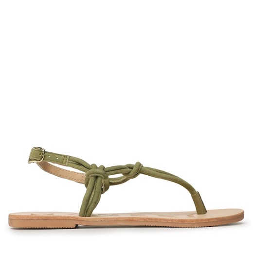 Sandały Manebi Suede Leather Sandals V 2.0 Y0 Kaki Green Knot Thongs ze sklepu eobuwie.pl w kategorii Sandały damskie - zdjęcie 171408379