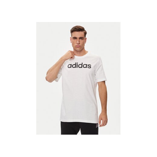 adidas T-Shirt Essentials Single Jersey Linear Embroidered Logo T-Shirt IC9276 Biały Regular Fit ze sklepu MODIVO w kategorii T-shirty męskie - zdjęcie 171411765