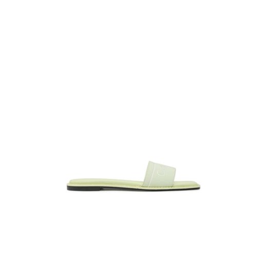 Calvin Klein Klapki Squared Flat Slide He HW0HW00817 Zielony ze sklepu MODIVO w kategorii Klapki damskie - zdjęcie 171411799