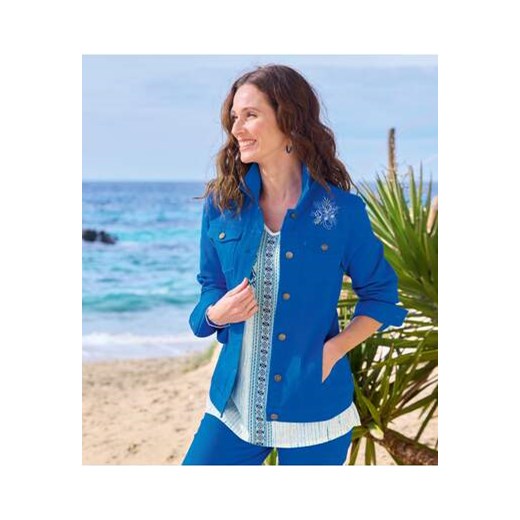 Niebieska kurtka z haftowanego twillu ze sklepu Atlas For Men w kategorii Kurtki damskie - zdjęcie 171421506