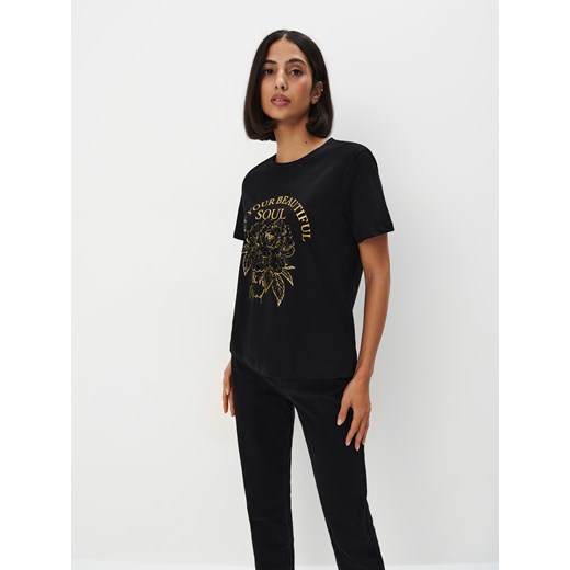 Mohito - T-shirt z nadrukiem - czarny ze sklepu Mohito w kategorii Bluzki damskie - zdjęcie 171421637