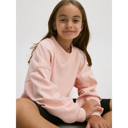 Reserved - Gładka bluza z bawełną - koralowy ze sklepu Reserved w kategorii Bluzy dziewczęce - zdjęcie 171425617