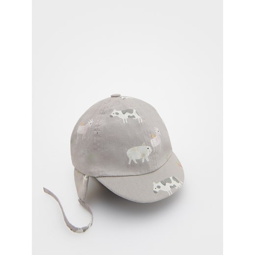 Reserved - Bawełniana czapka z wiązaniem - kremowy ze sklepu Reserved w kategorii Czapki dziecięce - zdjęcie 171425866