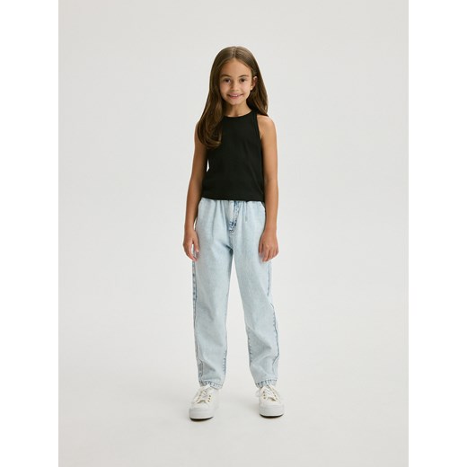 Reserved - Jeansy baggy fit z efektem sprania - niebieski ze sklepu Reserved w kategorii Spodnie dziewczęce - zdjęcie 171425986