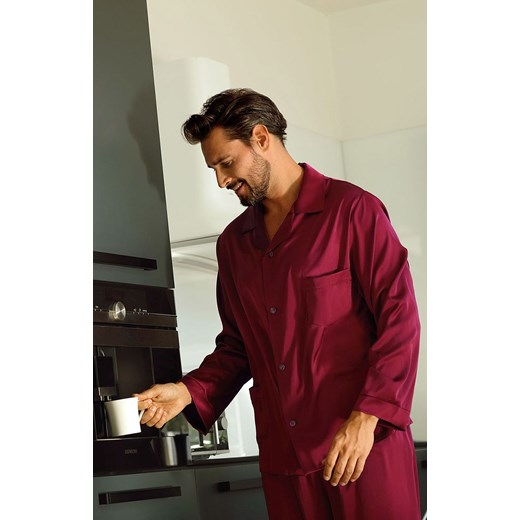 Satynowa piżama męska bordowa Lukas, Kolor bordowy, Rozmiar L, DKaren ze sklepu Intymna w kategorii Piżamy męskie - zdjęcie 171426925