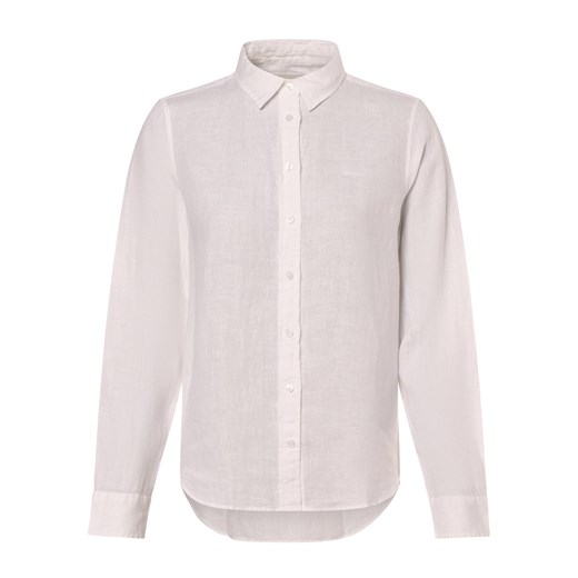 Gant Lniana bluzka damska Kobiety len biały jednolity ze sklepu vangraaf w kategorii Koszule damskie - zdjęcie 171428045