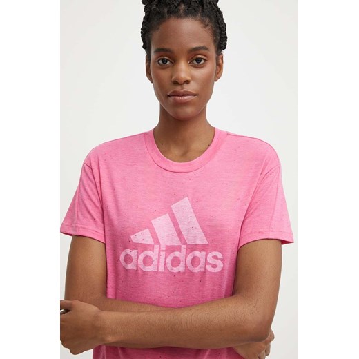 adidas t-shirt damski kolor różowy IS3631 ze sklepu ANSWEAR.com w kategorii Bluzki damskie - zdjęcie 171435758