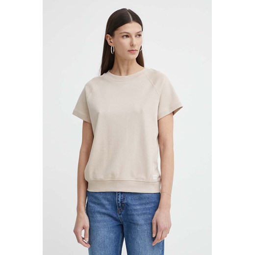 G-Star Raw t-shirt bawełniany damski kolor beżowy ze sklepu ANSWEAR.com w kategorii Bluzki damskie - zdjęcie 171435828