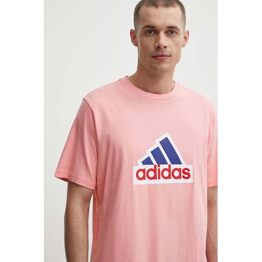 adidas t-shirt bawełniany męski kolor różowy z nadrukiem IS8342 ze sklepu ANSWEAR.com w kategorii T-shirty męskie - zdjęcie 171435877