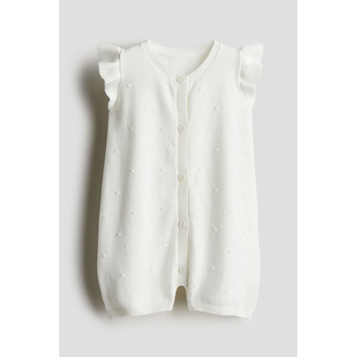 H & M - Kombinezon z bawełnianej dzianiny - Biały ze sklepu H&M w kategorii Odzież dla niemowląt - zdjęcie 171438239