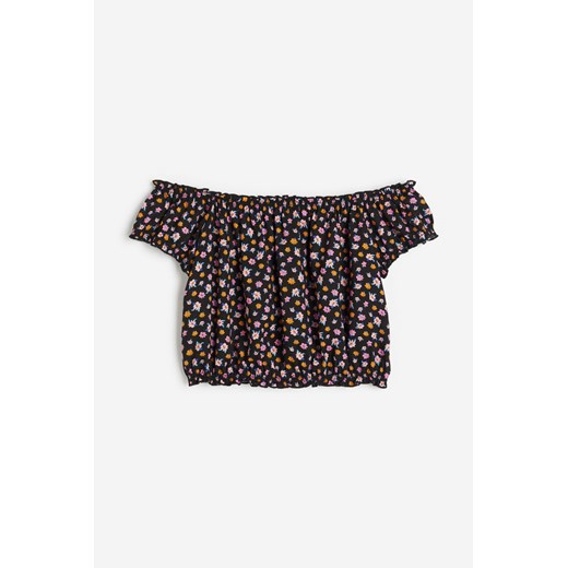 H & M - Bluzka z odkrytymi ramionami i falbankami - Czarny ze sklepu H&M w kategorii Bluzki damskie - zdjęcie 171438258