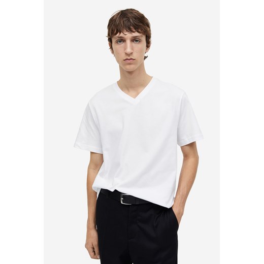 H & M - T-shirt z dekoltem w serek Regular Fit - Biały ze sklepu H&M w kategorii T-shirty męskie - zdjęcie 171438259