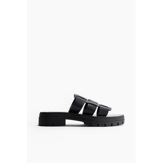 H & M - Skórzane klapki na grubej podeszwie - Czarny H & M 39 H&M
