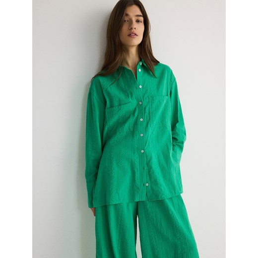 Reserved - Bawełniana koszula - zielony ze sklepu Reserved w kategorii Koszule damskie - zdjęcie 171444485