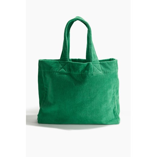 H & M - Torba plażowa z bawełnianej frotte - Zielony H & M One Size H&M