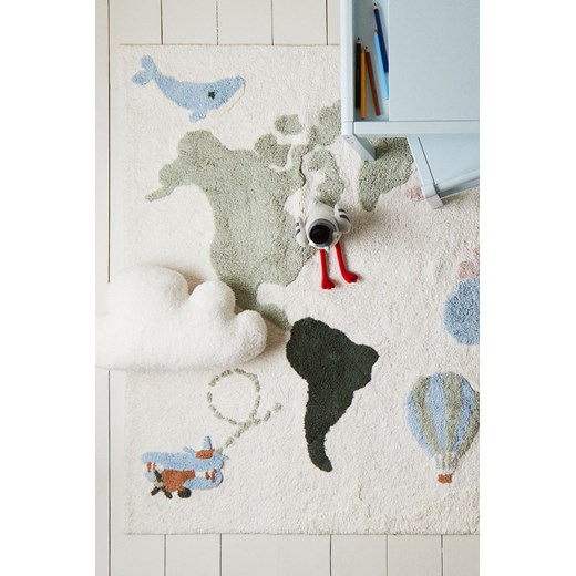 H & M - Puszysty dywanik z mapą świata - Beżowy H & M One Size H&M