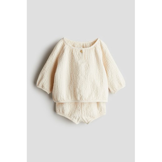 H & M - Komplet z bawełnianego muślinu 2-częściowy - Beżowy ze sklepu H&M w kategorii Odzież dla niemowląt - zdjęcie 171448197