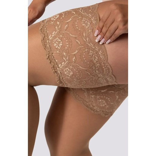 Pończochy samonośne plus size beżowe Divine 30 DEN, Kolor beżowy (jasper), Rozmiar 7/8, Mona Queen Size ze sklepu Primodo w kategorii Rajstopy - zdjęcie 171450275