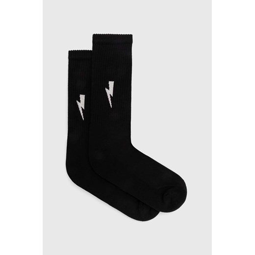 Neil Barrett skarpetki Bolt Cotton Skate Socks męskie kolor czarny MY77116A-Y9400-524N ze sklepu PRM w kategorii Skarpetki męskie - zdjęcie 171450687