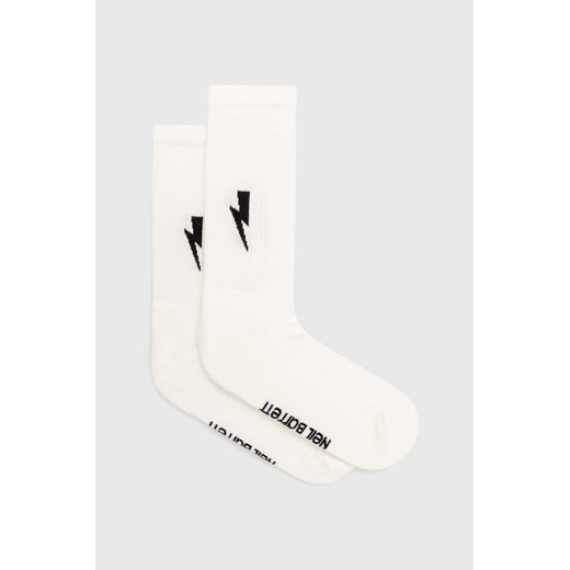 Neil Barrett skarpetki Bolt Cotton Skate Socks męskie kolor biały MY77116A-Y9400-526N ze sklepu PRM w kategorii Skarpetki męskie - zdjęcie 171450689