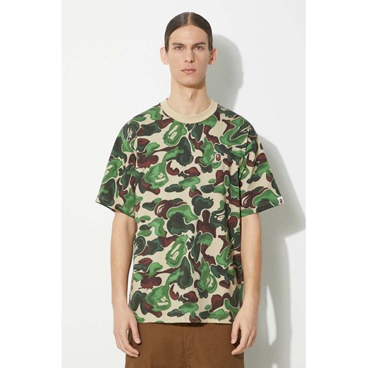 A Bathing Ape t-shirt bawełniany Bape Art Camo Ape Head One Point Tee męski kolor zielony wzorzysty 1J80109057 ze sklepu PRM w kategorii T-shirty męskie - zdjęcie 171450865