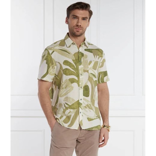 GUESS Lniana koszula SS COLLIN INSIDE PRI | Regular Fit ze sklepu Gomez Fashion Store w kategorii Koszule męskie - zdjęcie 171451146