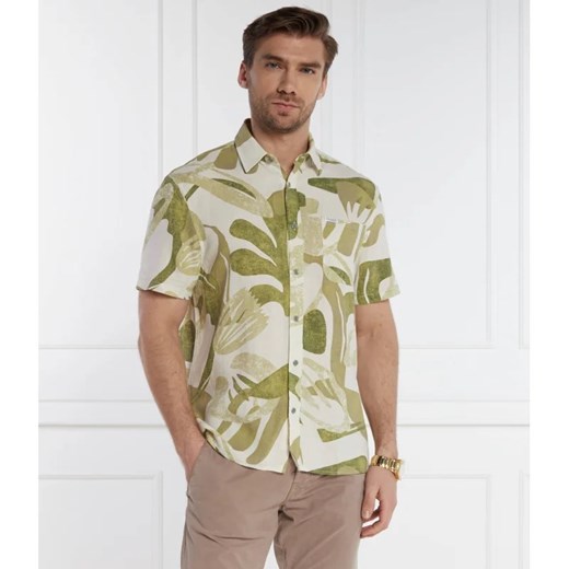 GUESS Lniana koszula SS COLLIN INSIDE PRI | Regular Fit Guess S promocja Gomez Fashion Store