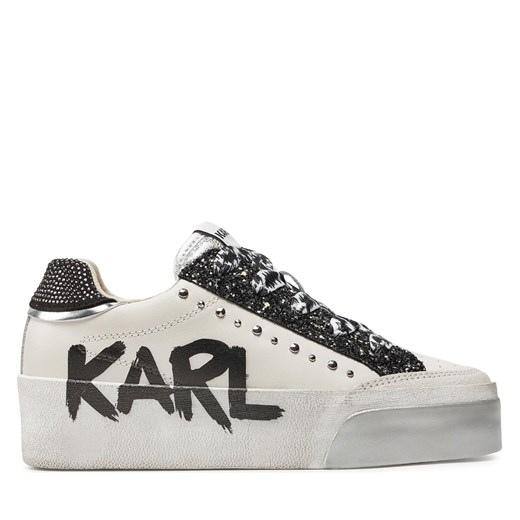 Sneakersy KARL LAGERFELD KL60190 White Textured Lthr w/Blk 110 Karl Lagerfeld 36 eobuwie.pl
