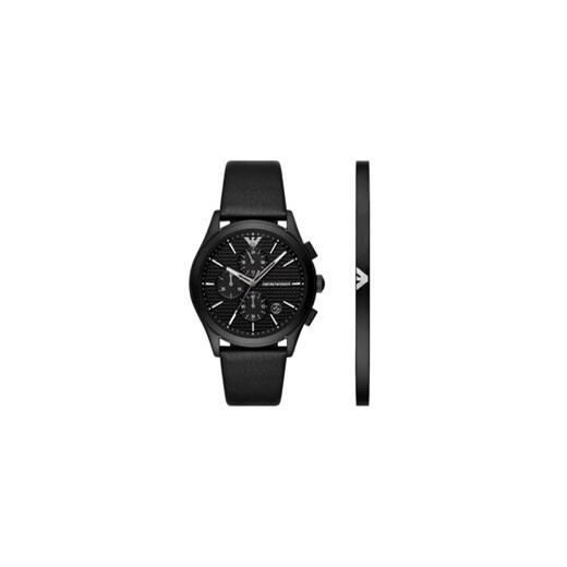 Emporio Armani Zestaw zegarek i bransoletka Paolo Gift Set AR80070SET Czarny ze sklepu MODIVO w kategorii Zegarki - zdjęcie 171453917