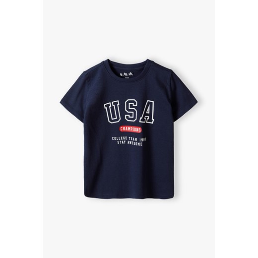 Granatowy bawełniany t-shirt dla chłopca - USA - 5.10.15. ze sklepu 5.10.15 w kategorii T-shirty chłopięce - zdjęcie 171455409