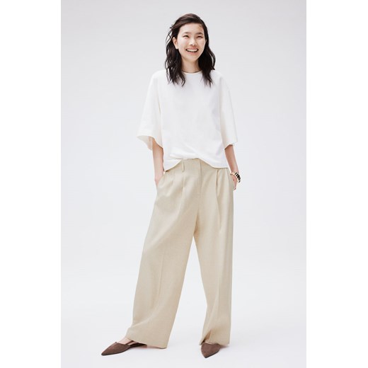 H & M - Eleganckie spodnie - Beżowy ze sklepu H&M w kategorii Spodnie damskie - zdjęcie 171457708