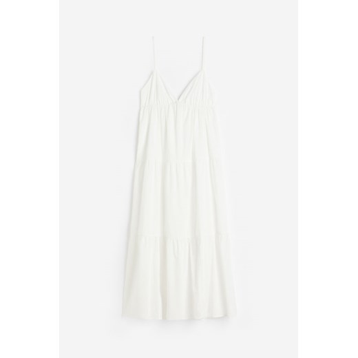 H & M - Bawełniana sukienka z falbaniastym dołem - Biały H & M M H&M